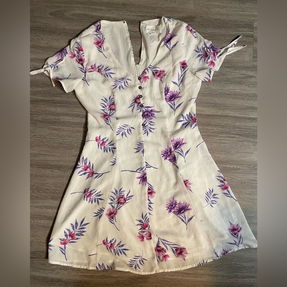 Olive & Oak Purple and Cream Floral Mini Dress